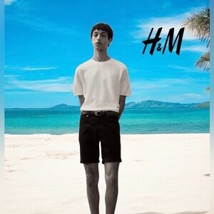 NWT, H&M, Men's Slim Fit Cotton Twisted Shorts, Size 31, Dark Gray